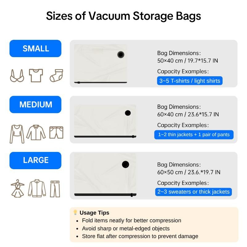 Travel Vacuum Compression Storage Bags