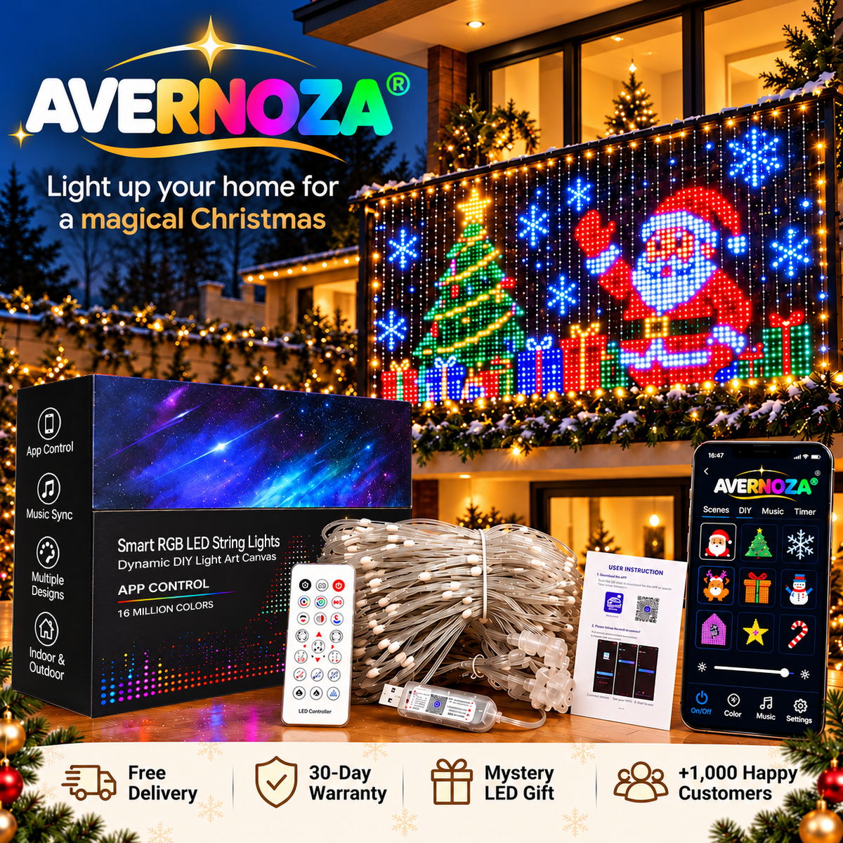 💐💖Smart RGB LED String Lights |🧱 Your Holiday Light Show, Controlled from Your Phone